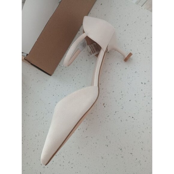 Women's Ivory White Pointed Toe Pumps D'Orsay Flared Heel Size 11 - Picture 3 of 4